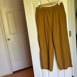 Mustard yellow wide legged linen pants